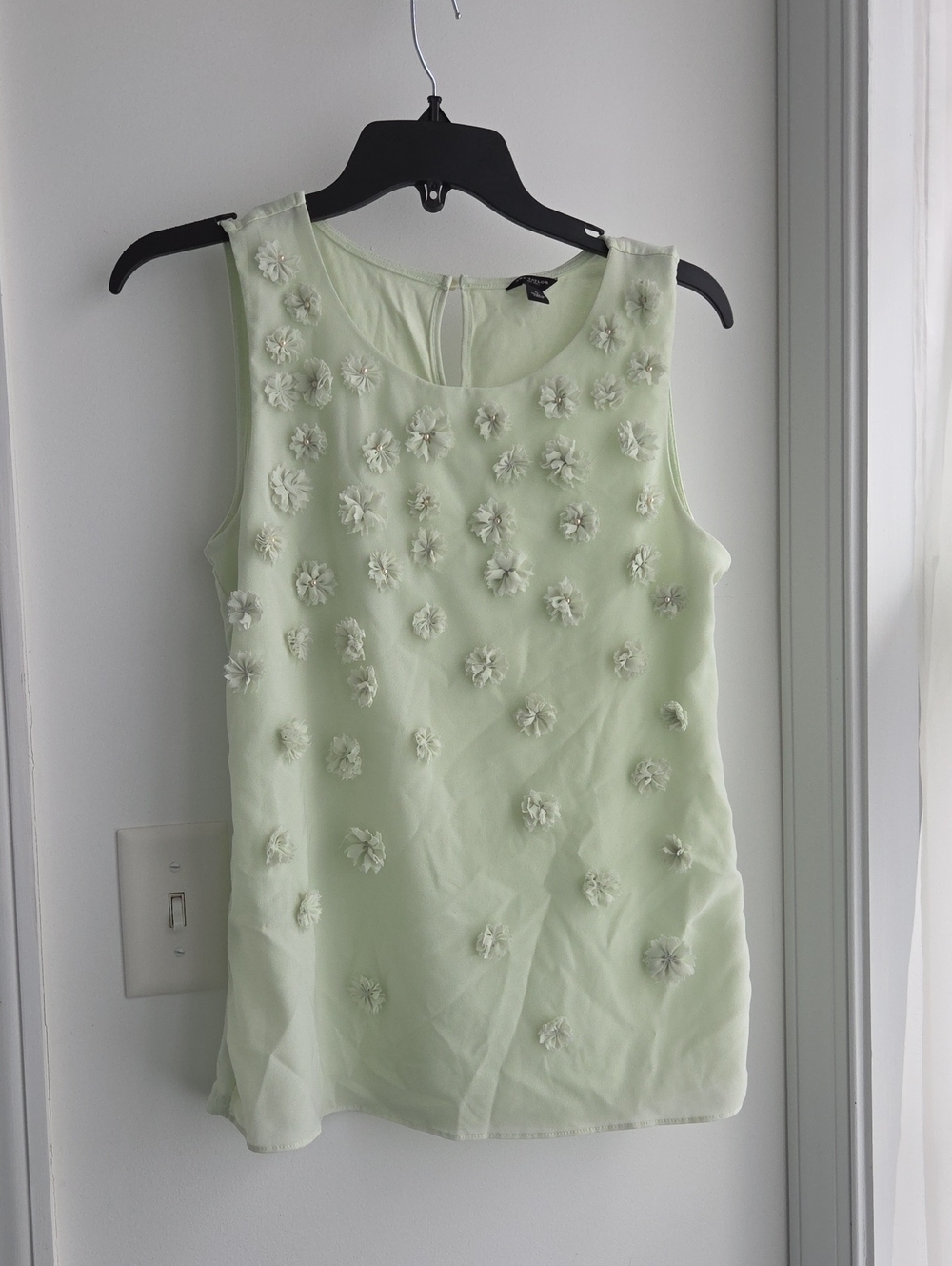 Ann Taylor Light Green Floral Appliqué Sleeveless Camisole